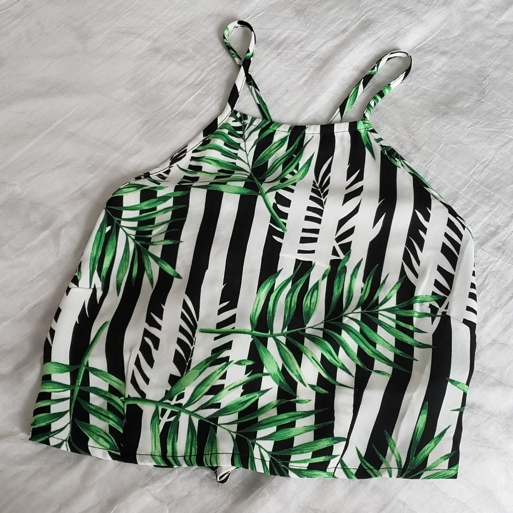 Tropical Print Crop Top